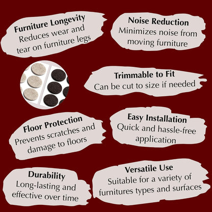 Felt Furniture Pads - Chair Leg Floor Protectors for Hardwood Floors - Felt Pads for Furniture - Furniture Sliders - Furniture Legs - 156 pcs - Black
