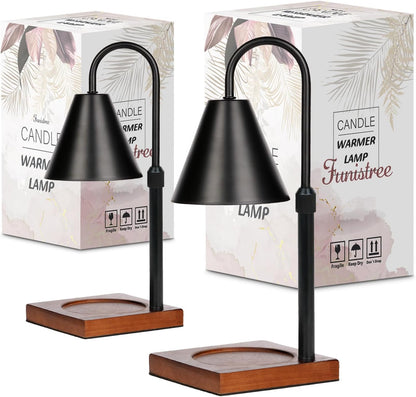 Candle Warmer Lamp Wood with Timer, Dimmable Electric Candle Lamp Warmer for Jar Candles, 2*35 Watt Bulb, Mothers Day Birthday Gifts for Women Men, Decorative Wooden Candle Lamp for Bedroom Home Decor