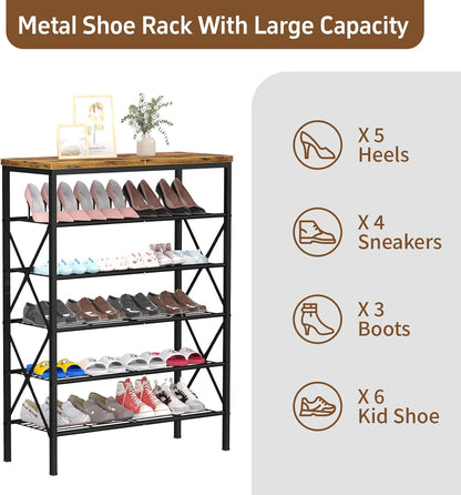 8 Tiers Tall Shoe Rack Organizer, Large Capacity Shoe Rack Holds 32 Pairs of Shoes, Durable and Stable, Adjustable Metal Shelf Stackable Shoe Shelf for Entryway, Hallway, Living Room, Closet