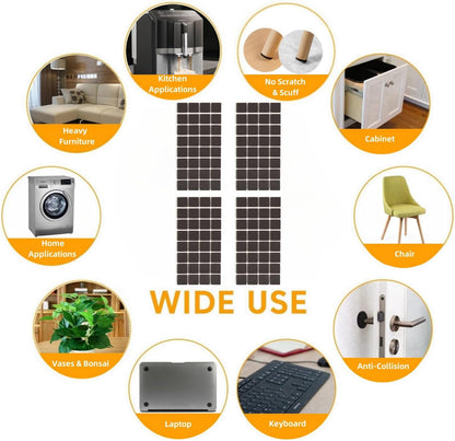 Non Slip Furniture Pads 1/2" x 3" Rubber Strips Self Adhesive Furniture Grippers Chair Leg Pads Rubber Chair Feet Anti Scratches Non Skid Furniture Pad Floor Protectors, 40 Pcs Rectangle