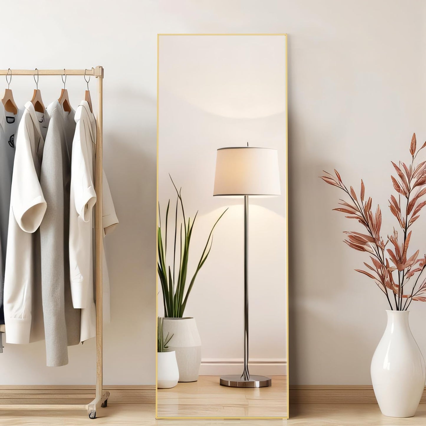 Arched Mirror Full Length, Upgraded 16"x59" Body Wall Mirrors with Shatter-Proof Glass, Floor Standing, Hanging or Leaning, Tall Arch Mirror with Stand Aluminum Alloy Frame for Bedroom, Black
