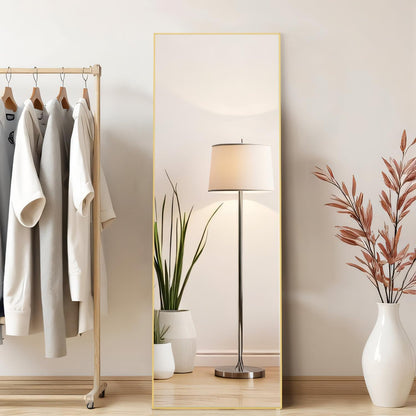Arched Mirror Full Length, Upgraded 16"x59" Body Wall Mirrors with Shatter-Proof Glass, Floor Standing, Hanging or Leaning, Tall Arch Mirror with Stand Aluminum Alloy Frame for Bedroom, Black