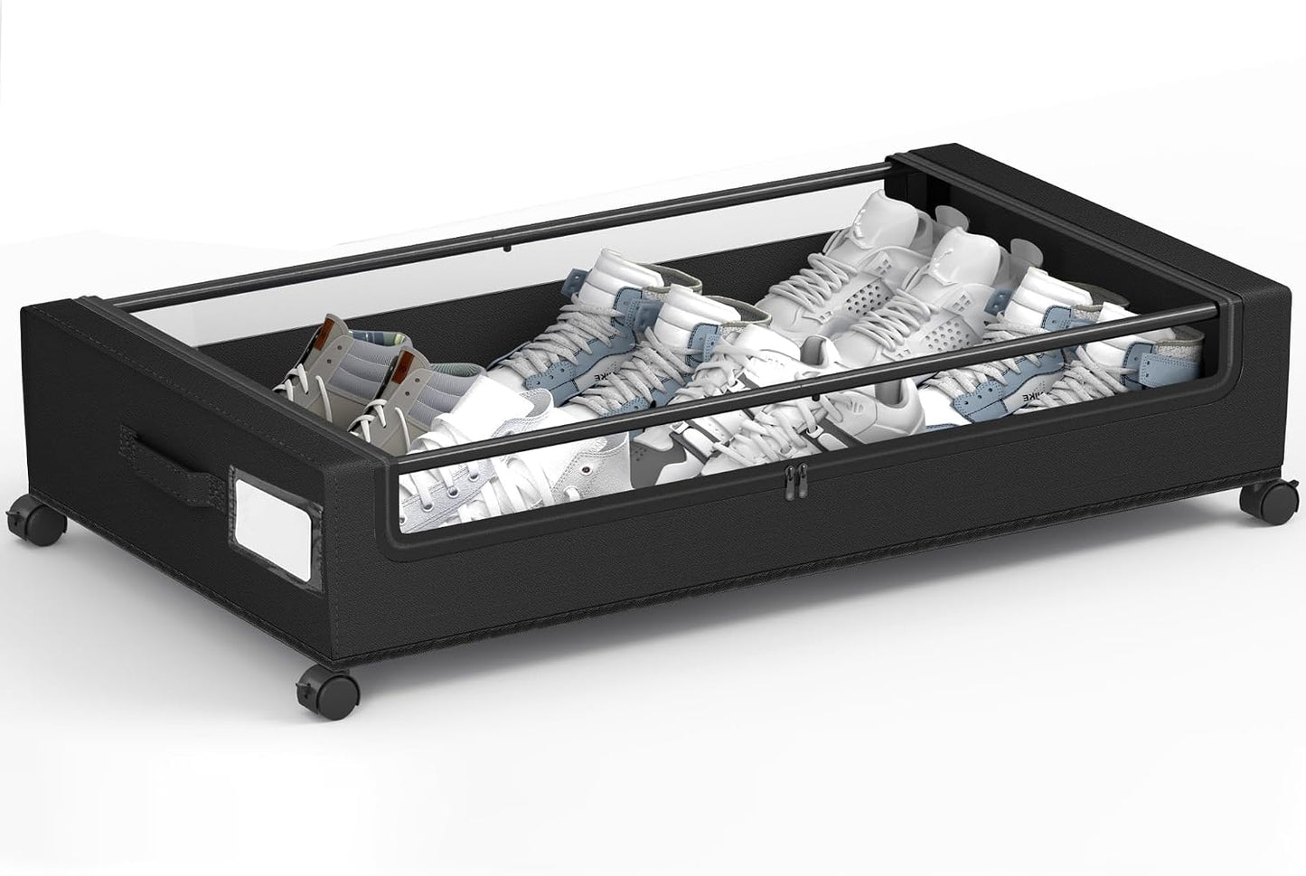 Under Bed Storage With Wheels, 2 Pack Square Containers, 60L Bins, Rolling Metal Drawer for Clothes, Blankets, Shoes
