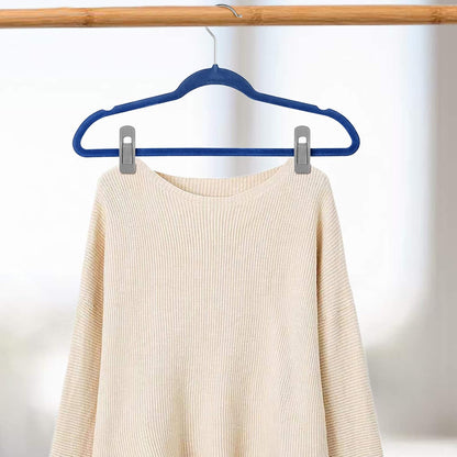 Tinfol Velvet Hanger Clips, 24 Pack Black Pants Hangers Clips, Large Opening Clothes Pin, Strong Finger Flocked Clip Perfect for Use with Slim-line Clothes Velvet Hanger