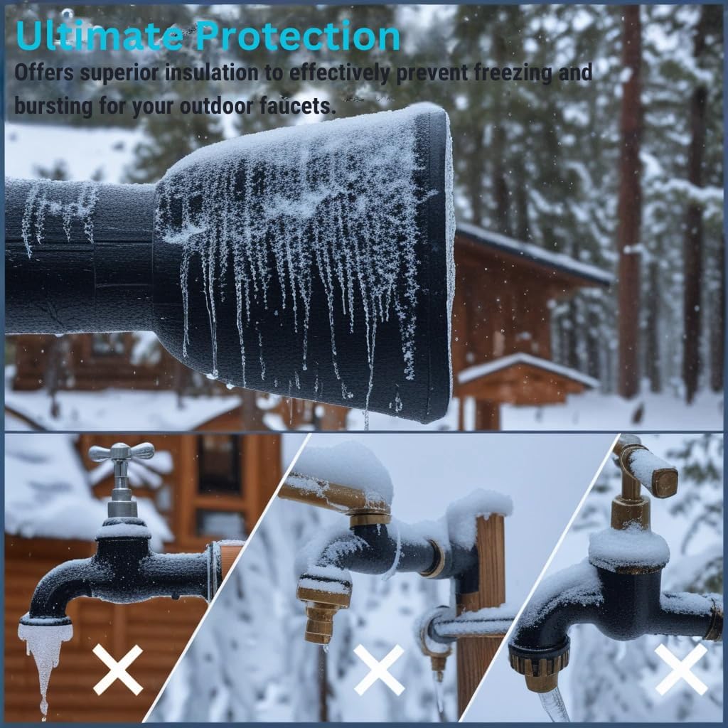 4 Packs Garden Faucet Cover Outdoor Thicken 8"H x 6"W Waterproof for Winter Freeze Protection, Reusable Faucet Constructed of 3 Layers Insulated Cover, Outside Garden Faucet Socks.