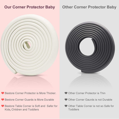 Baby Proofing Edge Corner Protectors, 20.5FT Furniture Table Bumper Guards | Soft thick rubber foam bumper, 18.1ft edge strips + 8 corner guards, 3M pre-taped for table, cabinet & wall sharp corners