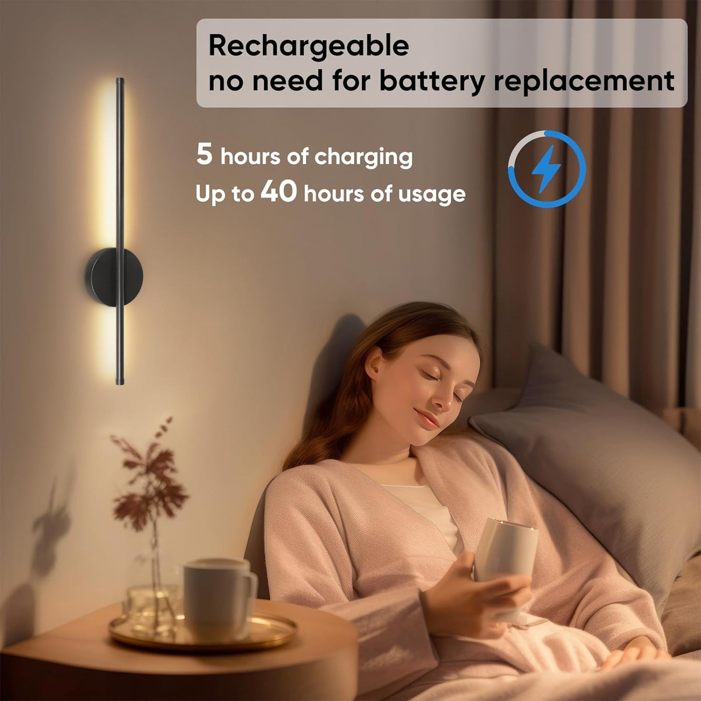 TaoFiaCo Battery Operated Wall Sconces Set of Two,Rechargeable Wall Sconces Set of 2 with Remote Control Dimmable Wall Light Decor for Living Room, Bathroom for, 24 Inch, Gold