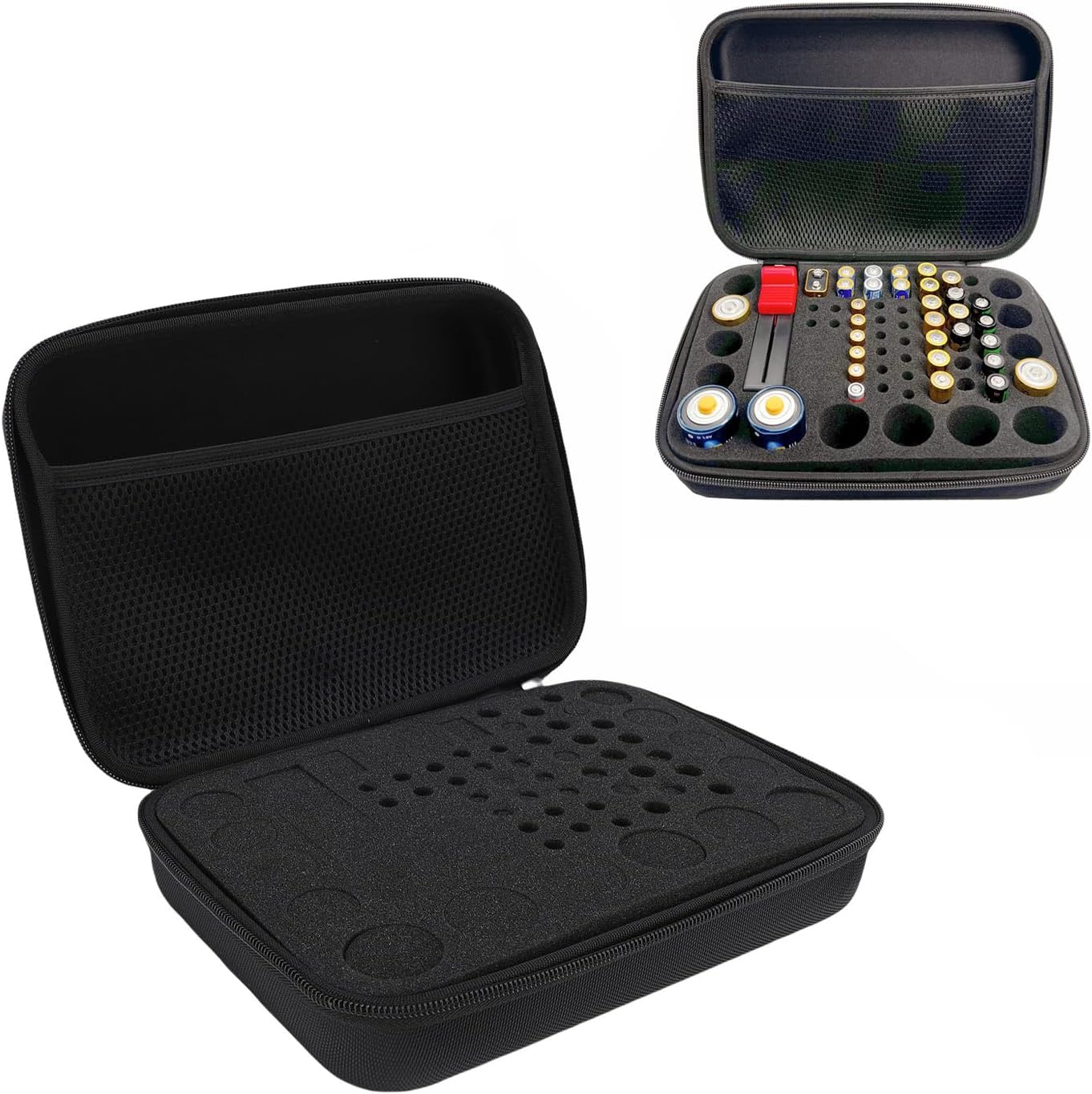 Hard Battery Organizer Case, Battery Organizer Storage Box, Batteries Storage Holder for AA AAA C D 3V 9V Batteries Battery Tester Other accessories