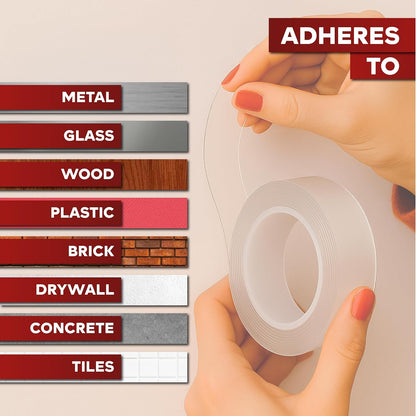 XFasten Reusable Double-Sided Nano Tape, 1.5-Inch x 20 Feet, Clear, Movable and Washable Double-Sided Gel Mat Grip Adhesive Putty Brick Tape | Bathroom, Kitchen Silicone Grip Nano Mounting Tape