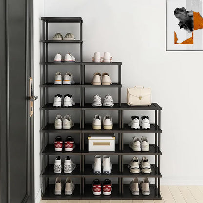 Vertical Shoe Rack - Tall Narrow Shoe Rack Organizer for Small Spaces,5 Tier Bamboo Shoen Shelf for Entryway,Closet,Corner,Doorway,Skinny Shoe Shelf Space Saving Shoe Storage,Free Stackable DIY