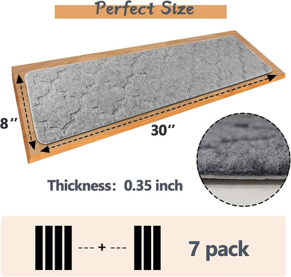 15 Pack Non Slip Stair Treads,8" X 30" Non Slip Carpet Stair Treads with Reusable Adhesive Rubber Backing,Staircase Step Treads Carpet Treads for Wooden Steps Indoor (Dark Gray)