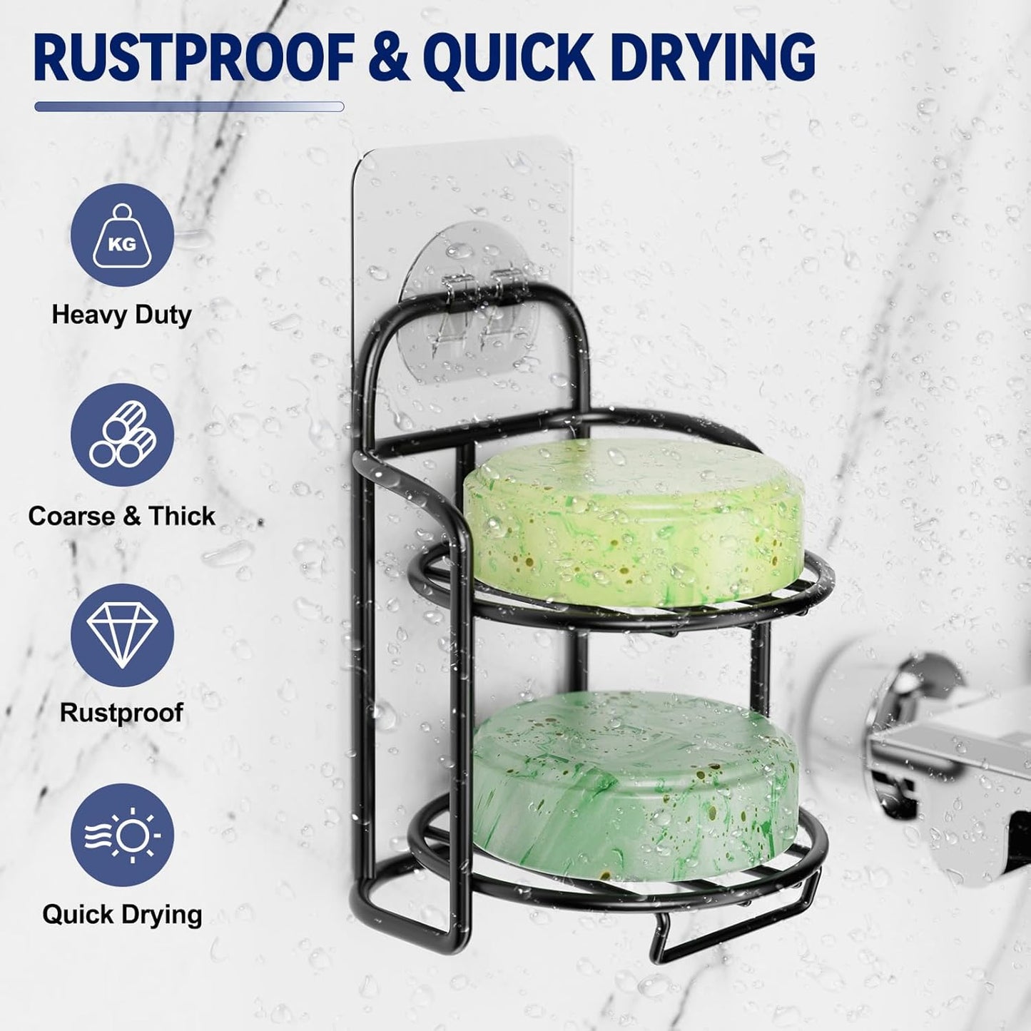Yoshiky 3-Tier Shower Soap Shampoo Bar Holder, Self Adhesive & Freestanding Draining Bathroom Soap Dish Caddy for Bathroom Wall Accesories Decor