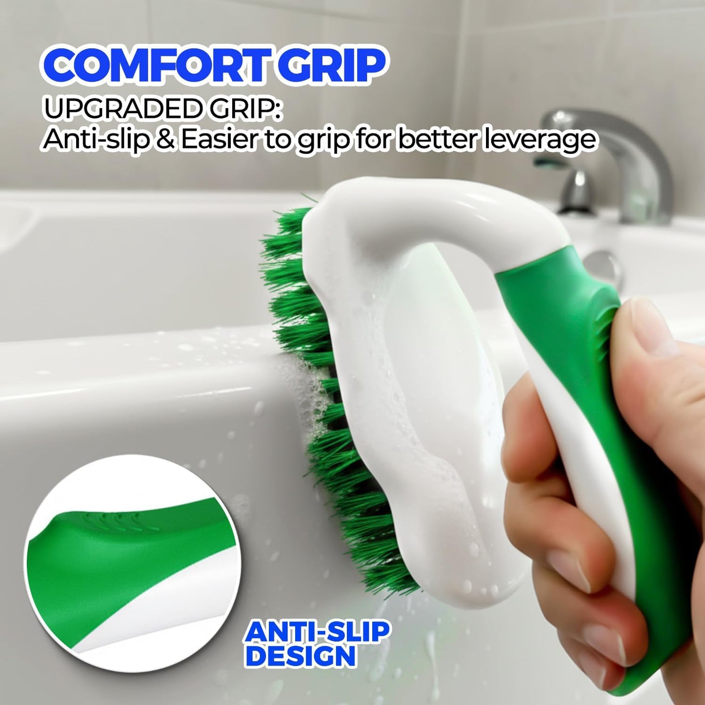 Scrub Brush - 6 Pack, Scrub Brushes for Cleaning, Heavy-Duty Scrub Brush, Stiff Bristles Cleaning Brush, for Kitchen, Bathtub, Floor and Wall Surfaces, Grey