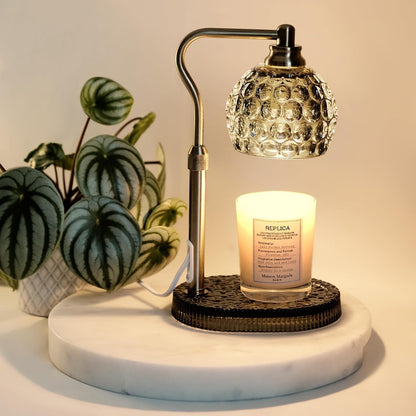 Candle Warmer Lamp with Timer & Dimmer, Glass Lamp Candle Warmer for Jar Candles, UPGRATED with 3 Bulbs, Height Adjustable Electric Wax Warmer for Elegant Home Decor (Crystal Clear)