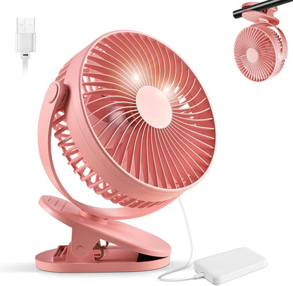 Clip on Fan Rechargeable, 8-Inch Battery Operated Desk Fan, USB Fan,5 Speeds, Strong Airflow, Sturdy Clamp for Golf Cart Office Desk Outdoor Travel Camping Tent Gym Treadmill,Black