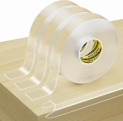 2Pack Clear Edge Protector Strip, 0.8in x 9.84FT(19.68FT Total), Sharp Edge Wrap Cover Tape, Self Adhesive Protective Bumper Guards for Cabinet Door Desk Glass Table Furniture, Kitchen Countertop