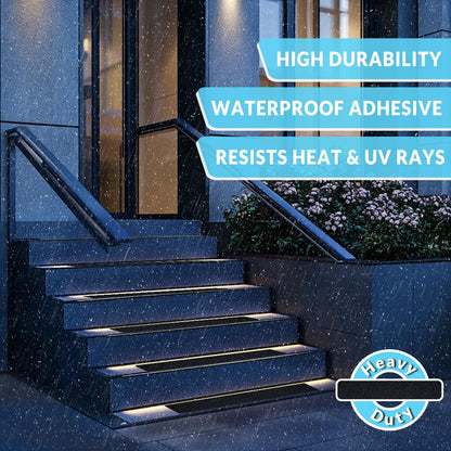 LifeGrip Anti Slip Traction Treads 10 Pack, 6"x32" with Glow in Dark Stripe, Best Grip Tape Grit Non Slip, Outdoor Non Skid Tape, High Traction Friction Abrasive Adhesive for Stairs Step