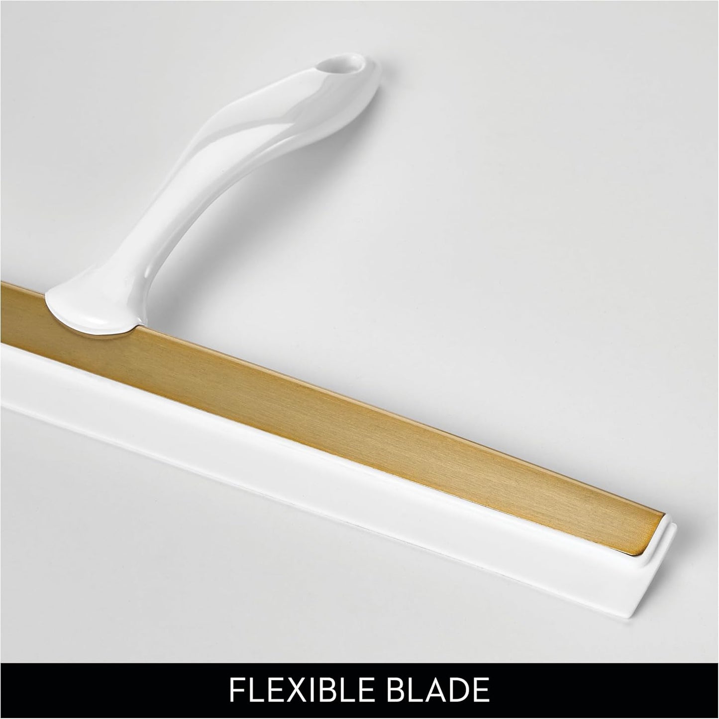 iDesign Zia Metal and Plastic Bathroom Squeegee for Shower, Glass Doors, Floors, Mirrors, with Suction Hook Holder , 12 Inches, Clear and Stainless Steel