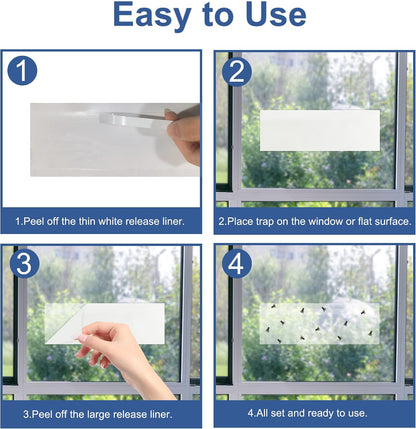 Window Fly Traps Indoor Clear 50 Pack, Sticky Fruit Fly Traps for Indoors, Fly Catchers for Inside Home