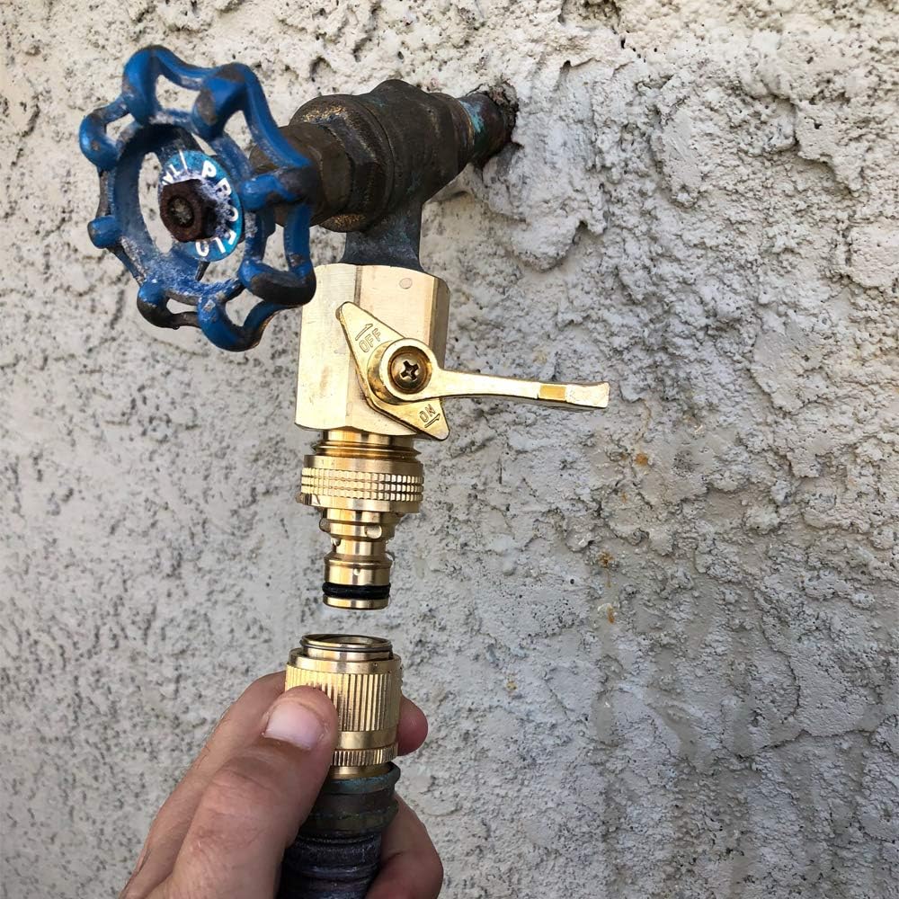 HQMPC Garden Hose Quick Connect Solid Brass Quick Connector Garden Hose Fitting Water Hose Connectors 3/4 inch GHT