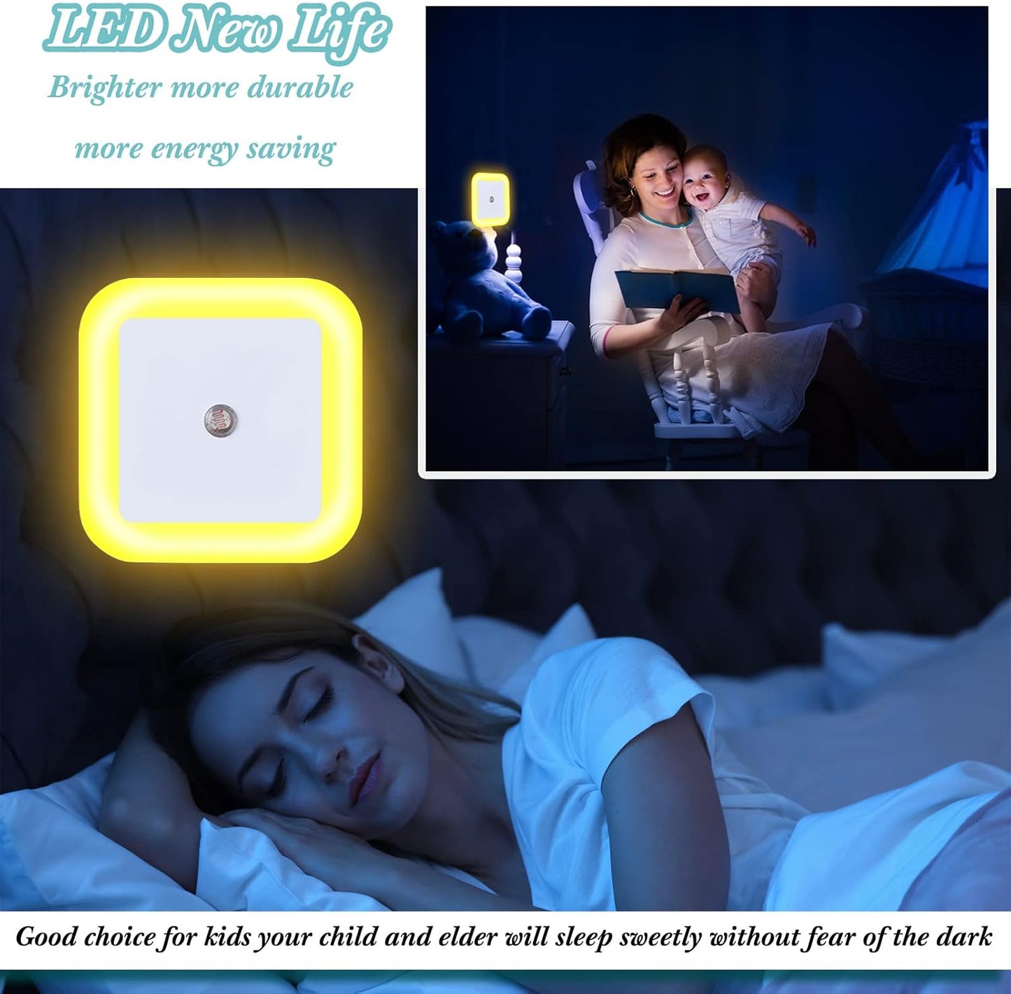 Tuanse 48 Pack LED Night Lights Plug into Wall Smart Sensor Sensor Automatic Night Lamp Nightlights Accessories for Bedroom Bathroom Toilet Stairs Kitchen Hallway(White)