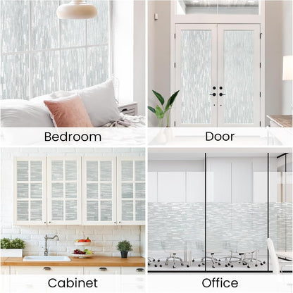 Haton Window Privacy Film, Frosted Glass Static Cling Sun Heat Blocking Window Clings, Frosting Opaque Coverings Stickers Tint for Home Office Door, Non Adhesive, White 17.5" x 78.7"