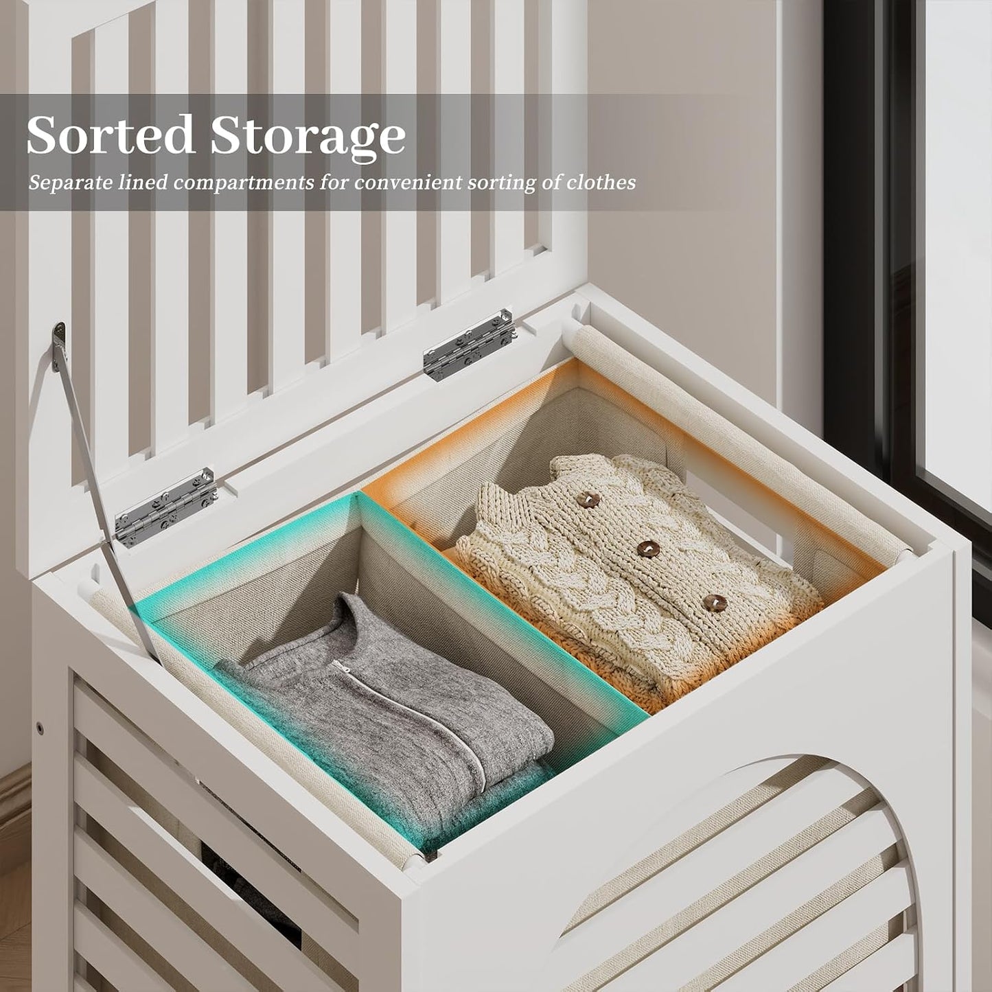 Laundry Hamper with Lid,Bamboo Large Waterproof Clothes Laundry Basket,Removable Washing Bags with Handles,clothes basket (Natural)