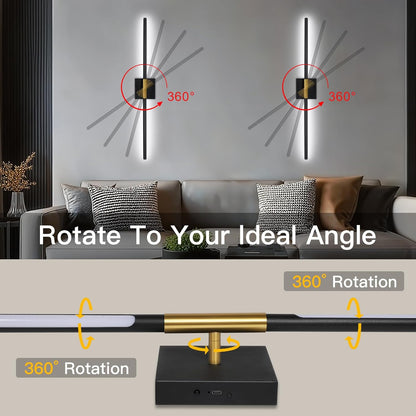 TaoFiaCo Battery Operated Wall Sconces Set of Two,Rechargeable Wall Sconces Set of 2 with Remote Control Dimmable Wall Light Decor for Living Room, Bathroom for, 24 Inch, Gold