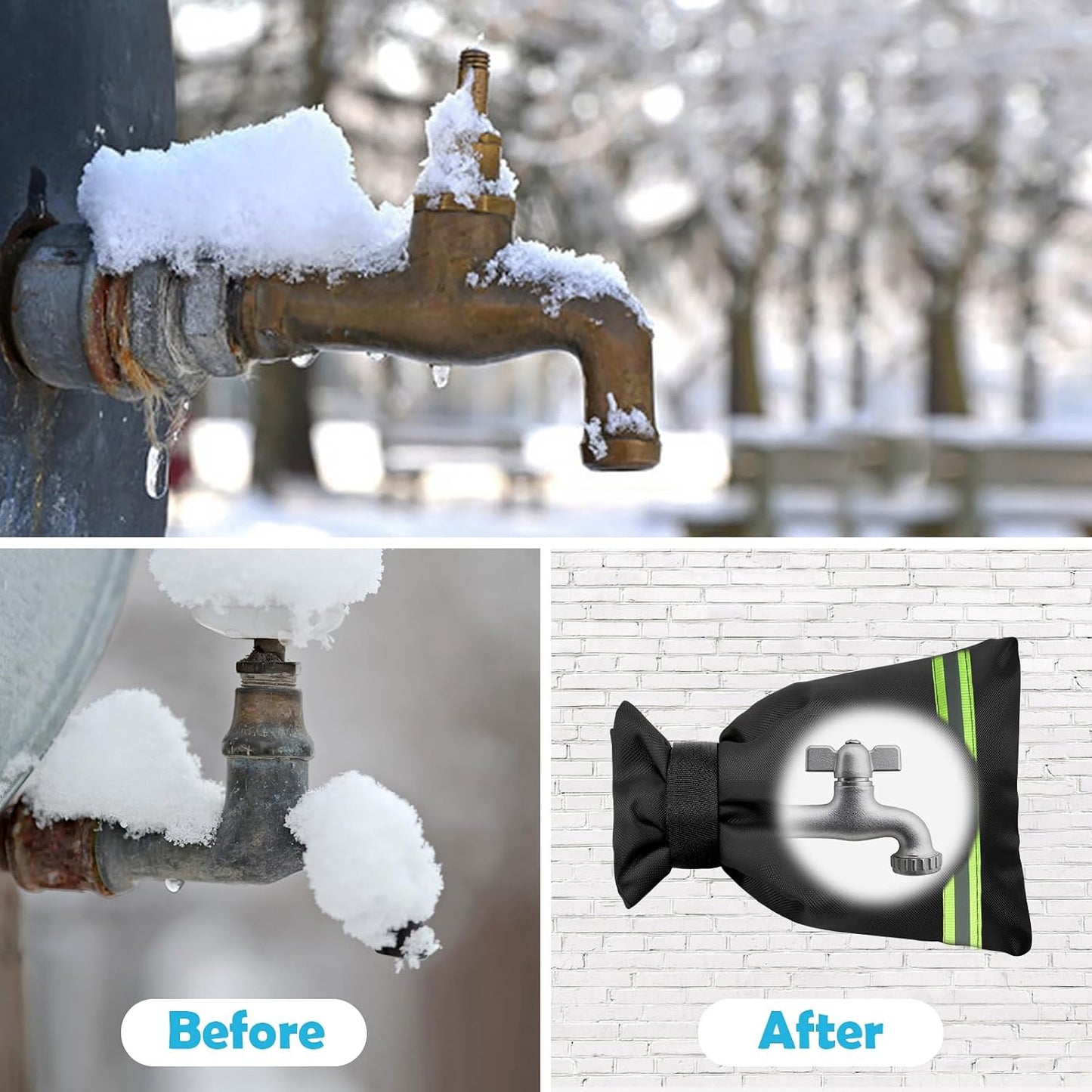 Outside Tap Covers for Winter, 1pcs Large Outdoor Tap Cover Insulated Protector, Waterproof & Thickened Thermal Tap Jacket Protects Your Tap from Freezing Bursting (Black)