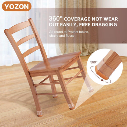 YOZON Chair Leg Floor Protectors Felt Furniture Pads Silicone Caps | Chair Leg Protectors for Hardwood Floors 32 Pack Anti-Scratch Reduce Noise Clear Round Medium Fit 3/4" to 1-3/16" (19-30mm)