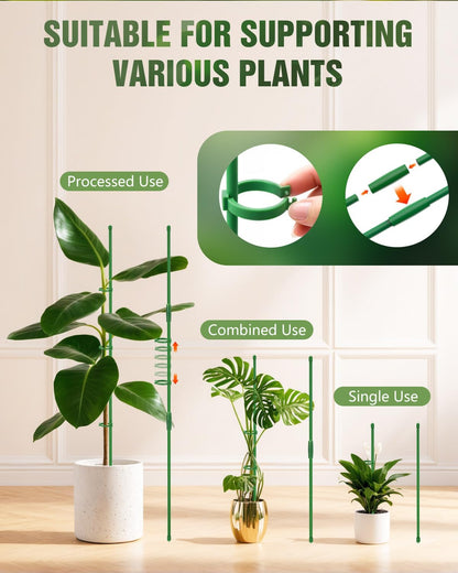 20 Pack 16 Inch Plant Support Stakes for Indoor & Garden | Sturdy plastic, Lightweight, Adjustable height, Easy install, Supports tomatoes, Beans, Orchids, Vegetables