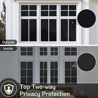 LUTE Window Privacy Film, Frosted Glass Window Film for Bathroom, Static Cling Removable Heat Control Glass Coverings, Non Adhesive Opaque Door Sticker for Home Office (Pure, 17.5" x 78.7")