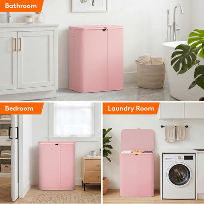 Lifewit 185L 3 Section Laundry Hamper with Lid, Large Laundry Basket with Handles and Removable Bags, Tall Clothes Hamper, Foldable Laundry Sorter for Bedroom Bathroom, Beige