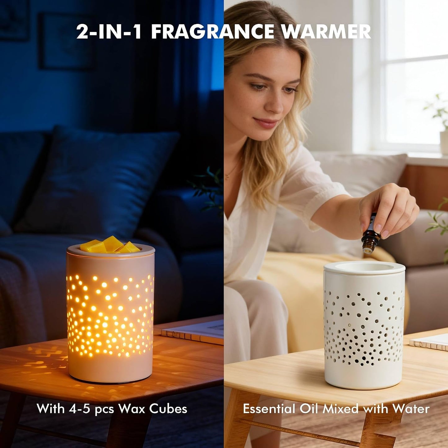 Bobolyn Wax Melt Warmer with Timer Ceramic Electric Candle Warmer Lamp with Timer and Dimmer for Scented Melts Wax Burner Fragrance Wax Melter for Home Office Bedroom Decor Gift for Mom Women