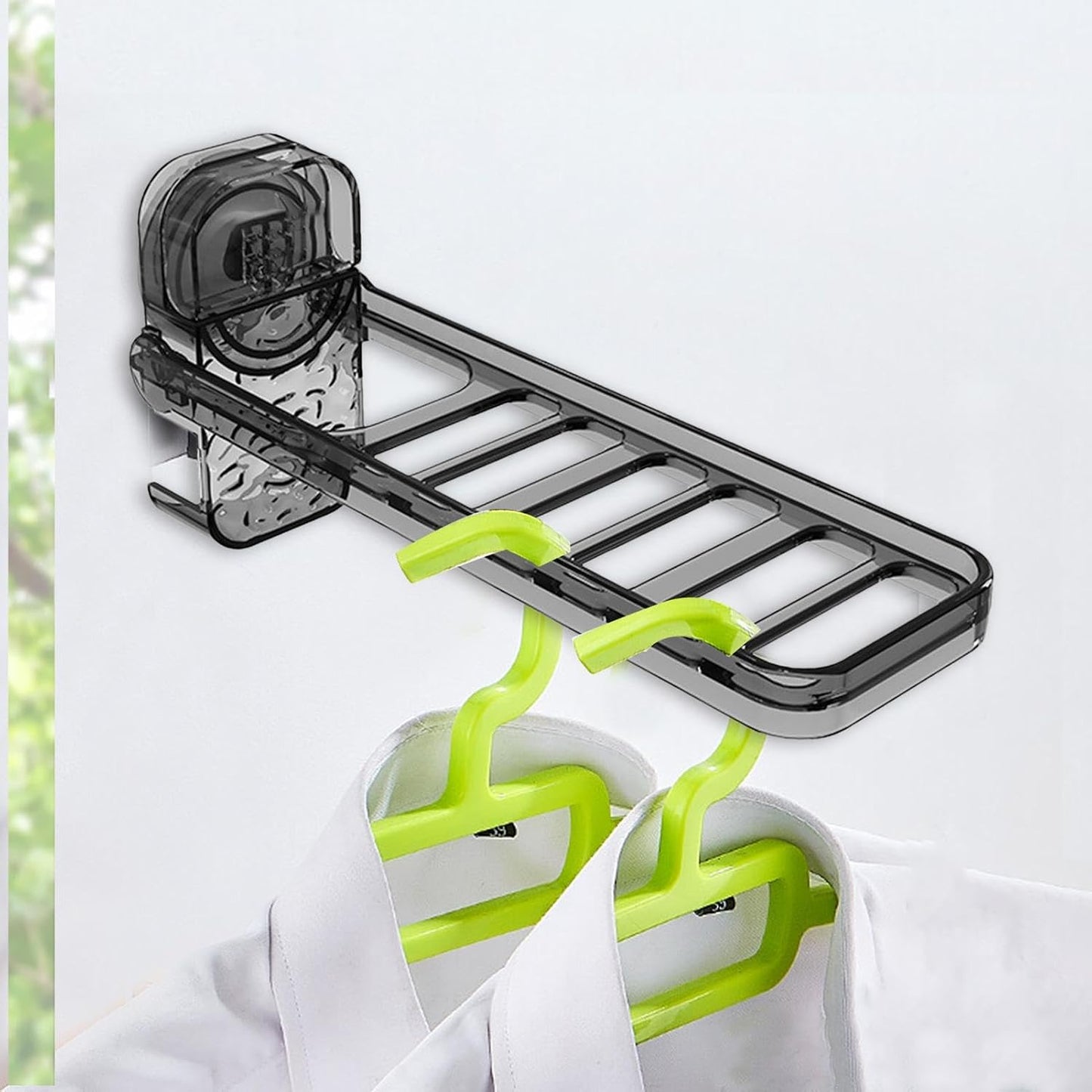 Laundry Drying Rack Wall Mount Clip On Clothes Dryer Bar, 6 Holes, | Clothes Drying Rack for Outdoor Camping, Hotel, Student Apartments, Travel, Hotel Stays, Business Trips, Household