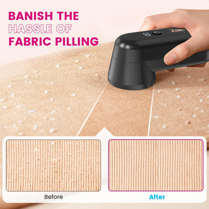 Fabric Shaver - Ziitty Lint Remover for Clothes, Sweater Defuzzer with LCD Display, 3-Speeds, 6-Blade, Type-C Rechargeable, Sweater Shaver to Remove Pilling Fuzz Lint Balls Pills for Clothes Furniture