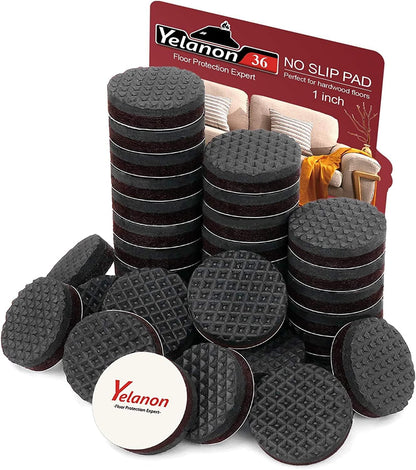 Yelanon Non Slip Furniture Pads -12pcs 4" Furniture Grippers Hardwood Floors, Non Skid for Furniture Legs,Self Adhesive Rubber Feet, Anti Slide Furniture Floors Protectors for Keep Couch Stoppers
