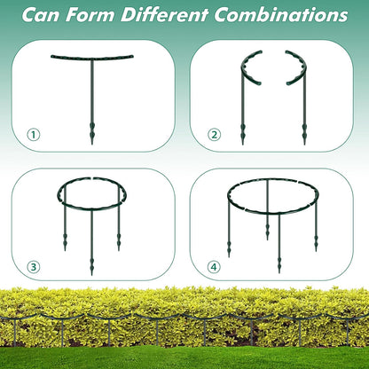 Mwellewm 10 Pack Plant Support Plant Stakes Metal Half Round Search Support Ring Small Plastic Cage Holder Short Stem Flower Pot Climbing Trellis for House Flower Vegetable Indoor Leafy(5.7 x 5.9nch)