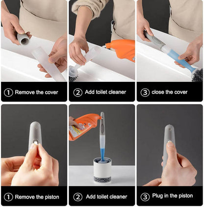Silicon Toilet Bowl Cleaning Brush Set,Wall Mount Toilet Brush Refillable Toilet Brush Diatom Mud Absorbent Soft Bristled Silicone Toilet Brush
