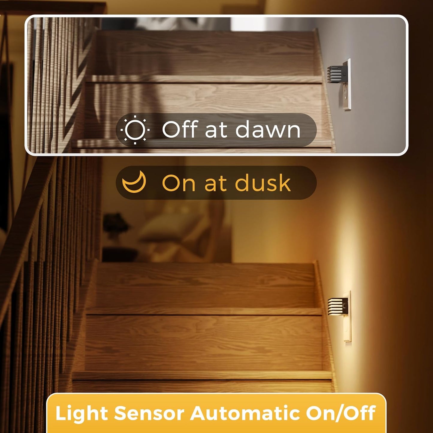 L LOHAS LED Motion Sensor Night Lights, [2 Pack] Dimmable Night Light Plug into Wall with Dusk-to-Dawn Sensor, Adjustable Brightness, 3000K Plug in Nightlight for Bedroom Bathroom Hallway (Black)