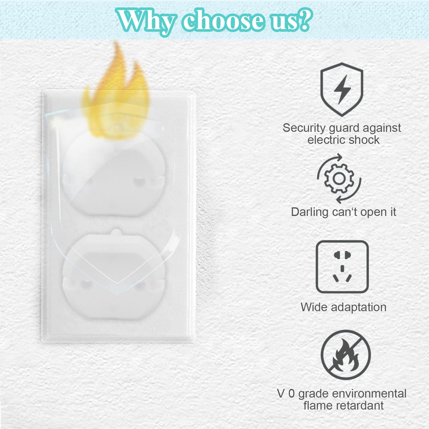 Fielect Outlet Plugs Covers Childproof EU Plug Protectors Electric Socket Cover Electrical Protector 2-Hole White 30Pcs
