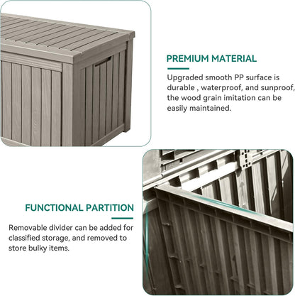 YITAHOME 31 Gallon Outdoor Storage Deck Box | Waterproof Resin Package Delivery and Storage Box with Lockable Lid for Patio Furniture Cushions, Pool Accessories, Garden