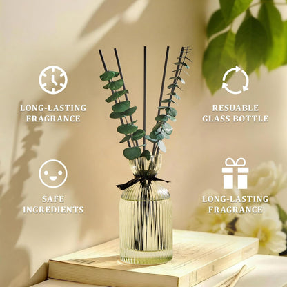 Airkeep Reed Diffuser Set 6.76 oz – Cherry Blossom Home Fragrance with Eucalyptus Sticks – Decorative Glass Bottle for Bathroom, Bedroom & Living Room Décor – Gift Ready