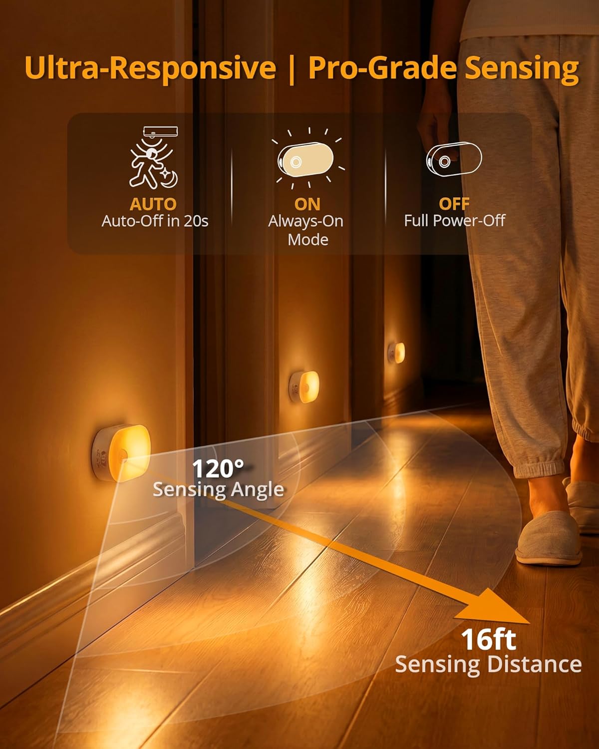 Lyridz Rechargeable Battery Night Light with Motion Sensor, Portable Mini Warm White LED Stick-on Closet Light, Adjustable Brightness for Bathroom, Bedroom, Kitchen, Cabinet, Stairs, Hallway, 2-Pack