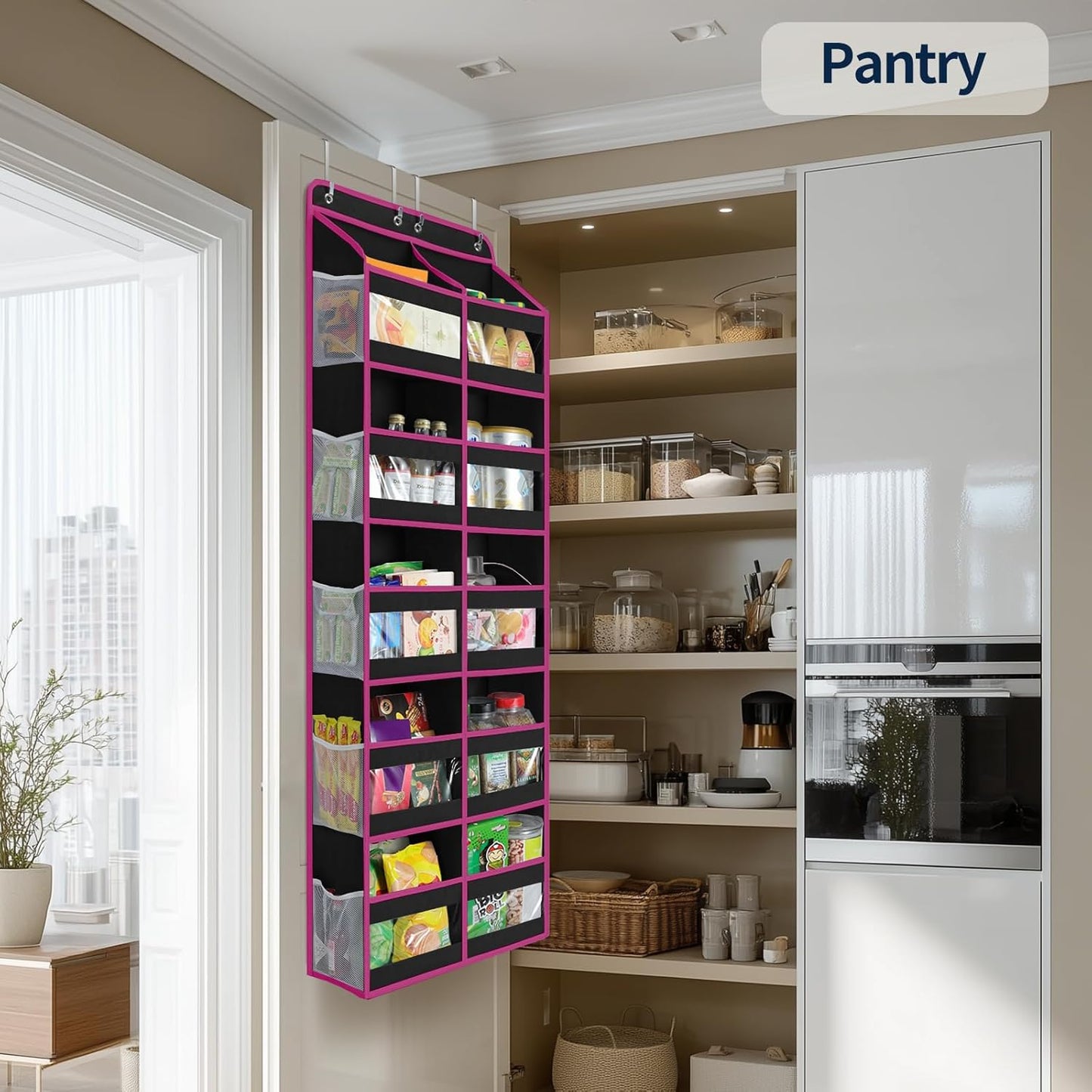 Yecaye 5-Tier Over The Door Organizer Dual-Column, 80lbs Load Over The Door Storage of 10 Compartments, Heavy Duty Door Organizer Hanging for Bedroom Closet Dorm Bathroom Pantry, Grey 1 Pack