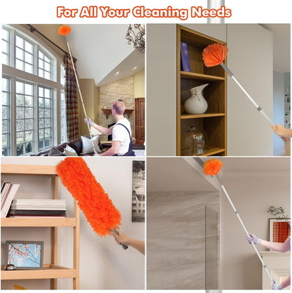 Ceiling Fan Cleaner, Extended Duster with Aluminum Pole, Adjusts 15 to 72 Inch for Cleaning Bookshelves, Window Tops