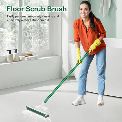 SetSail Floor Scrub Brush with 51-Inch Long Adjustable Handle 2 in 1 Scrape Brush Stiff Bristle Floor Scrubber for Cleaning Shower Bathroom Garage Kitchen Wall Deck Tub Tile