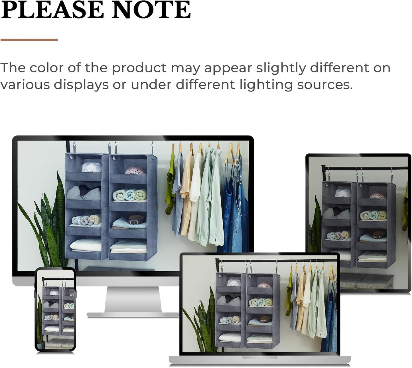 GRANNY SAYS 3-Shelf Hanging Closet Organizer and Storage, Collapsible Hanging Closet Shelves, Hanging Organizer for Closet & RV, Gray, 29 ½" H X 12" W X 12" D, 1-Pack