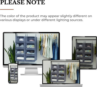 GRANNY SAYS 3-Shelf Hanging Closet Organizer and Storage, Collapsible Hanging Closet Shelves, Hanging Organizer for Closet & RV, Gray, 29 ½" H X 12" W X 12" D, 1-Pack
