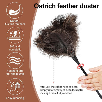 Extendable Cleaning Duster 94 Inch - Long Telescoping Ostrich Feather Dusters with Stainless Steel Extension Pole for High Ceiling Fan, High Ceilings,Roof Dusting
